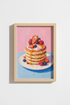 Dessert Food Art Print | Pancake Kitchen Decor | Pastel Pink Aesthetic Poster