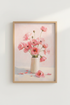 Pastel Floral Wall Art Print | Pink Poppy Oil Painting, Soft Blush Nursery Decor