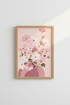 Pink Floral Wall Art Print | Botanical Cosmos Poster | Soft Pastel Living Room Decor