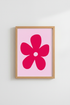 Pink Flower Wall Art Print | Retro Floral Poster | Danish Pastel Decor