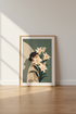 Minimalist Lily Flowers Woman Art | Sage Green, Neutral Boho Decor Poster