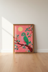 Green Owl at Night Wall Art | Pink Folk Art Decor | Whimsical Boho Poster