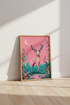 Pink Whimsical Deer Wall Art Print | Nursery & Playroom Decor | Boho Aesthetic Poster