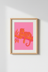 Pink Leopard Wall Art Print | Maximalist Pink and Orange Decor | Eclectic Jungle Poster