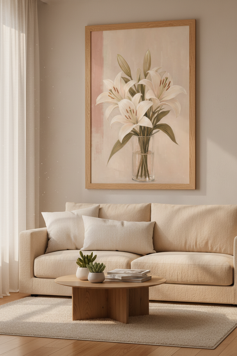 Lily Floral Art Print | Vintage Botanical Poster, Neutral Flower Wall Decor