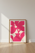 Pink Flower Vase Art | Minimalist Botanical Poster, Modern Bedroom Decor