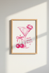 Pink Cocktail Wall Art | Watercolor Martini Poster, Girly Bar Cart Decor