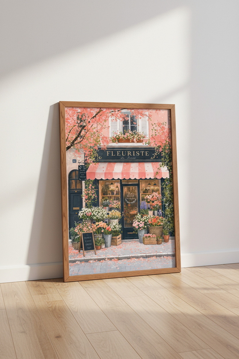French Flower Shop Wall Art | Florist Pastel Decor | Paris Floral Poster