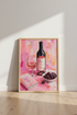 Rose Wine Oil Painting Print | Pink Kitchen Wall Art | Chablis French Poster