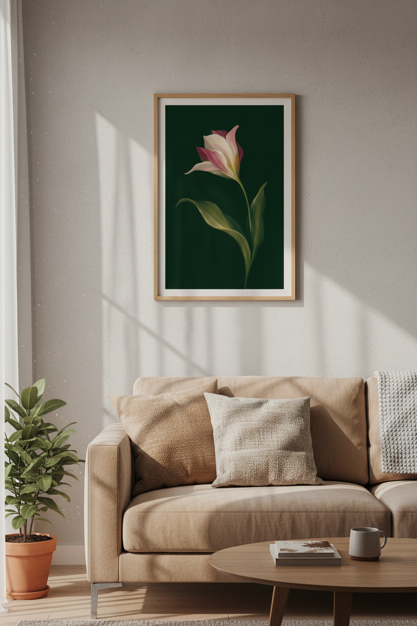 Botanical Print | Deep Green, Elegant Wall Decor for Living Room
