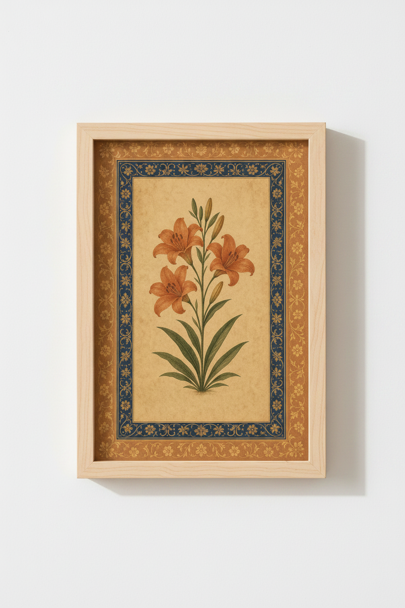 Botanical Lily Wall Art Print | Living Room Decor | Vintage Poster
