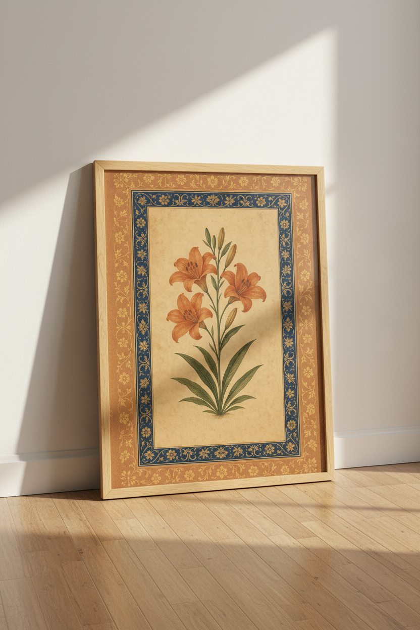 Botanical Lily Wall Art Print | Living Room Decor | Vintage Poster