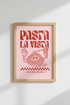 Pasta La Vista Retro Poster | Pink Kitchen Wall Art | Foodie Gift Print