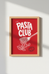 Pasta Poster | Bold Red, Minimal Line Print | Kitchen Decor