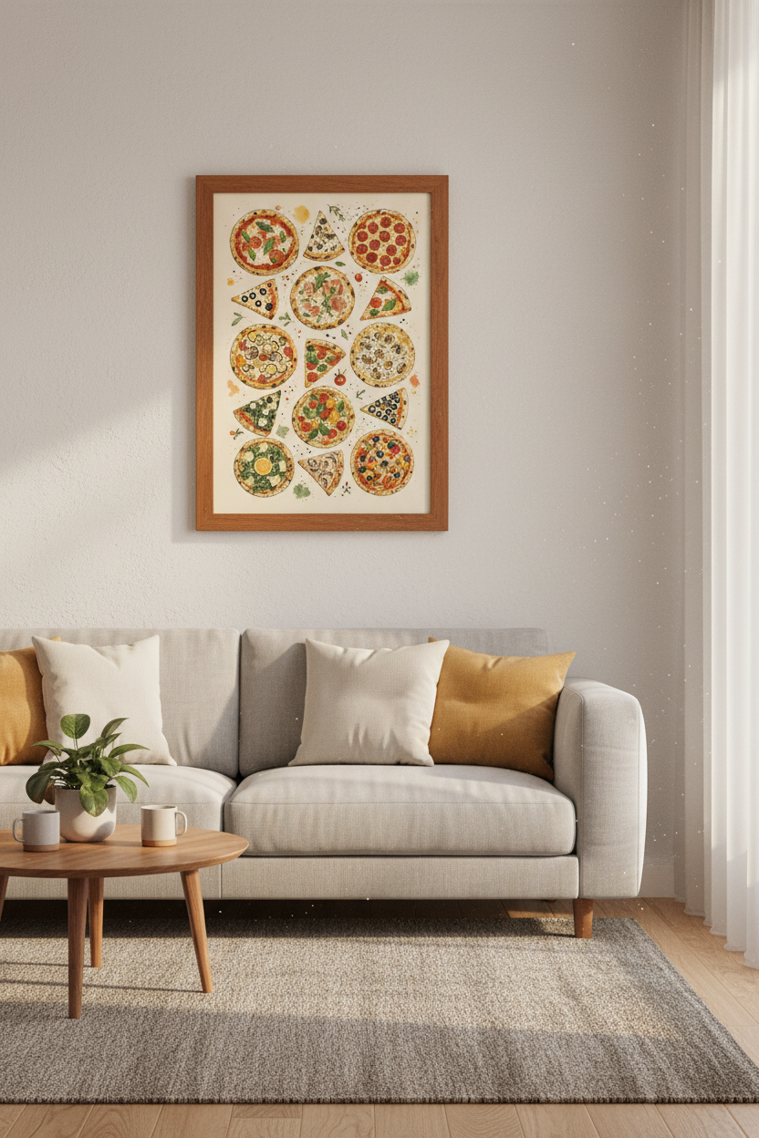 Pizza Watercolor Wall Art Print | Kitchen Gallery Decor | Foodie Aesthetic Poster