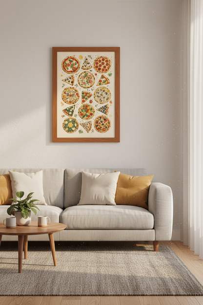 Pizza Watercolor Wall Art Print | Kitchen Gallery Decor | Foodie Aesthetic Poster