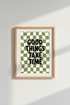 Good Things Take Time Quote | Sage Green Wavy Checkerboard, Retro Office Decor