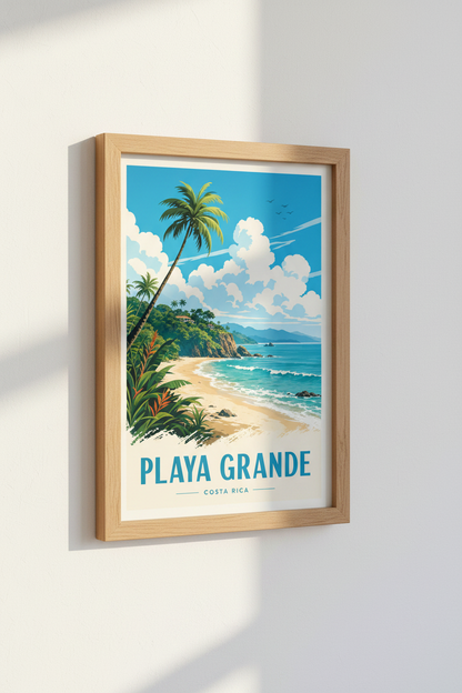 Playa Grande Costa Rica Travel Poster | Tropical Beach Wall Art | Coastal Decor
