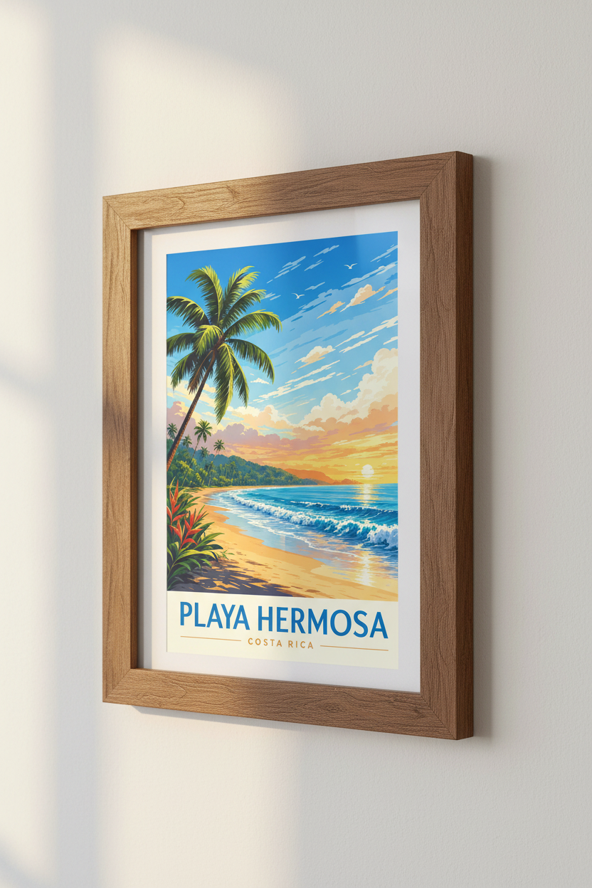 Playa Hermosa Costa Rica Wall Art Print | Beach Sunset Poster | Tropical Decor