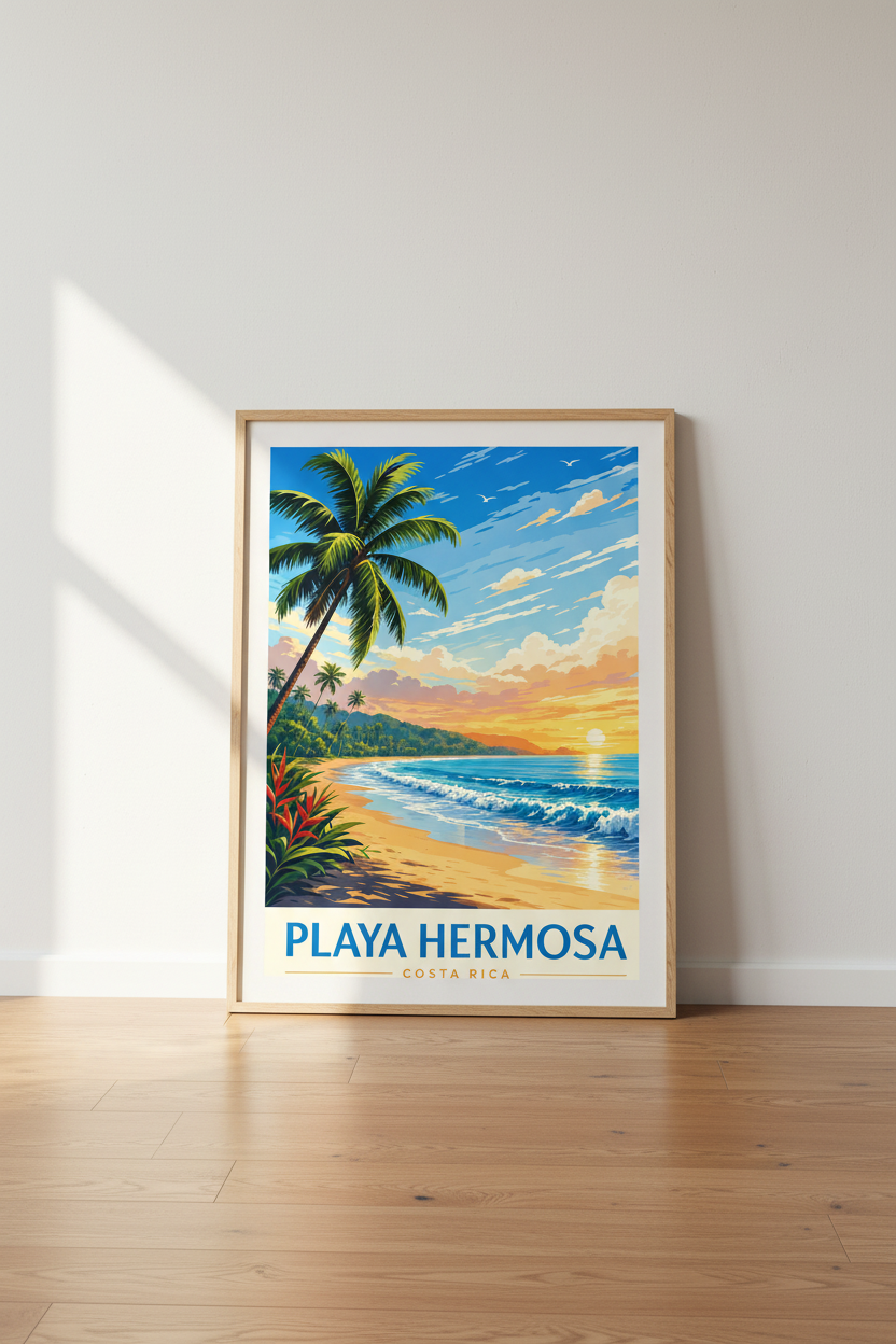 Playa Hermosa Costa Rica Wall Art Print | Beach Sunset Poster | Tropical Decor