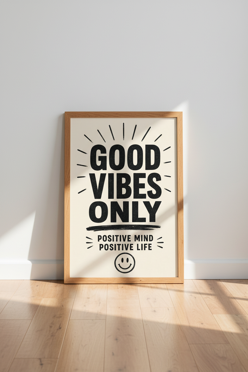Good Vibes Only Wall Art Print | Office &amp; Dorm Decor | Retro Positive Quote Poster