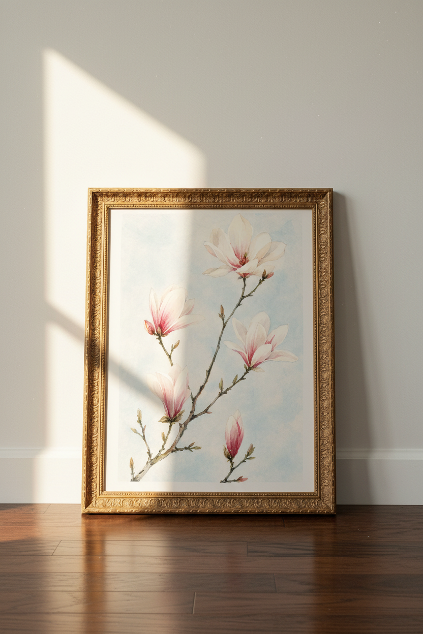 Magnolia Print | Watercolor Florals, Living Room Decor | Soft Aesthetic Poster