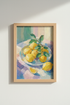 Lemon Still Life Art Print | Kitchen Wall Decor | Mediterranean Oil Painting Poster