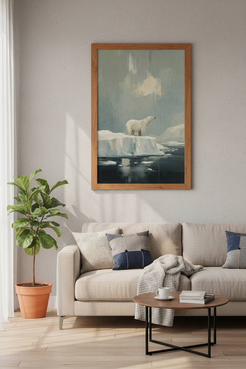 Polar Bear Oil Painting | Arctic Wildlife Art, Nursery &amp; Living Room Decor