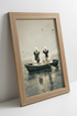 Polar Bears in Boat | Whimsical Oil Painting Poster, Cozy Coffee Wall Art