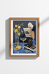 Preppy Wall Art Print | Italian Chic Lemons & Martini Poster | Blue Aesthetic Decor