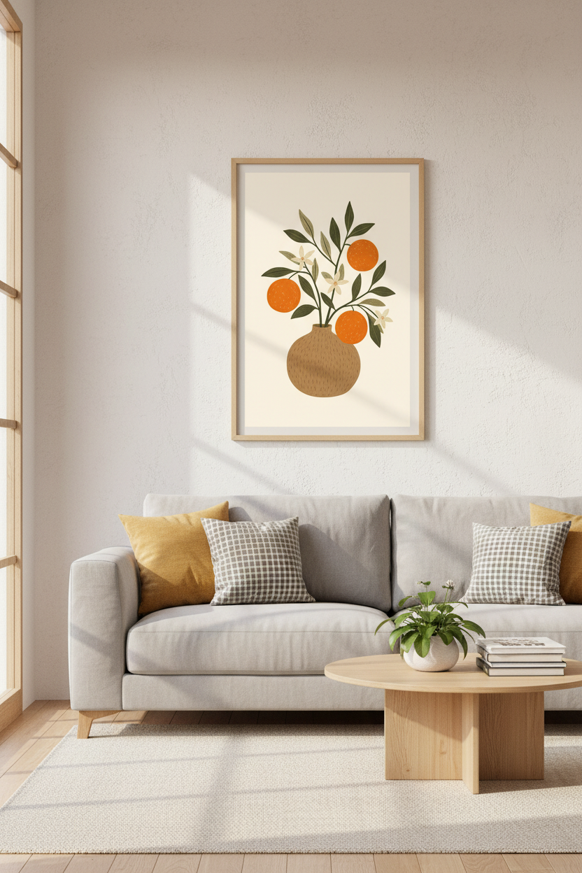Orange Fruit Still Life Art Print | Kitchen Decor | Boho Botanical Poster