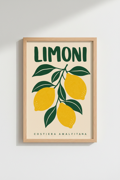 lemon wall art | Organic Citrus Print, Kitchen Decor | Bright Poster
