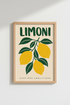 lemon wall art | Organic Citrus Print, Kitchen Decor | Bright Poster