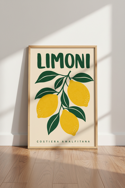 lemon wall art | Organic Citrus Print, Kitchen Decor | Bright Poster