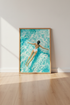 Woman Swimming Watercolor Art | Teal Coastal Decor, Modern Summer Poster