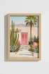 Palm Springs Wall Art Print | Pink Door Mid Century Modern Poster | Desert Home Decor