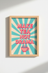 Retro Kitchen Wall Art Print | Teal and Pink Fun Quote Poster, Dorm Room Decor