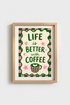 Funky Kitchen Wall Art Print | Pink and Green Coffee Poster | Maximalist Decor