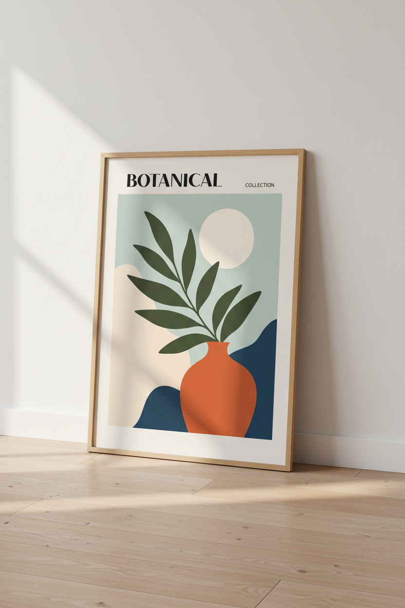 Botanical Wall Art Print | Abstract Vase Decor | Minimalist Poster
