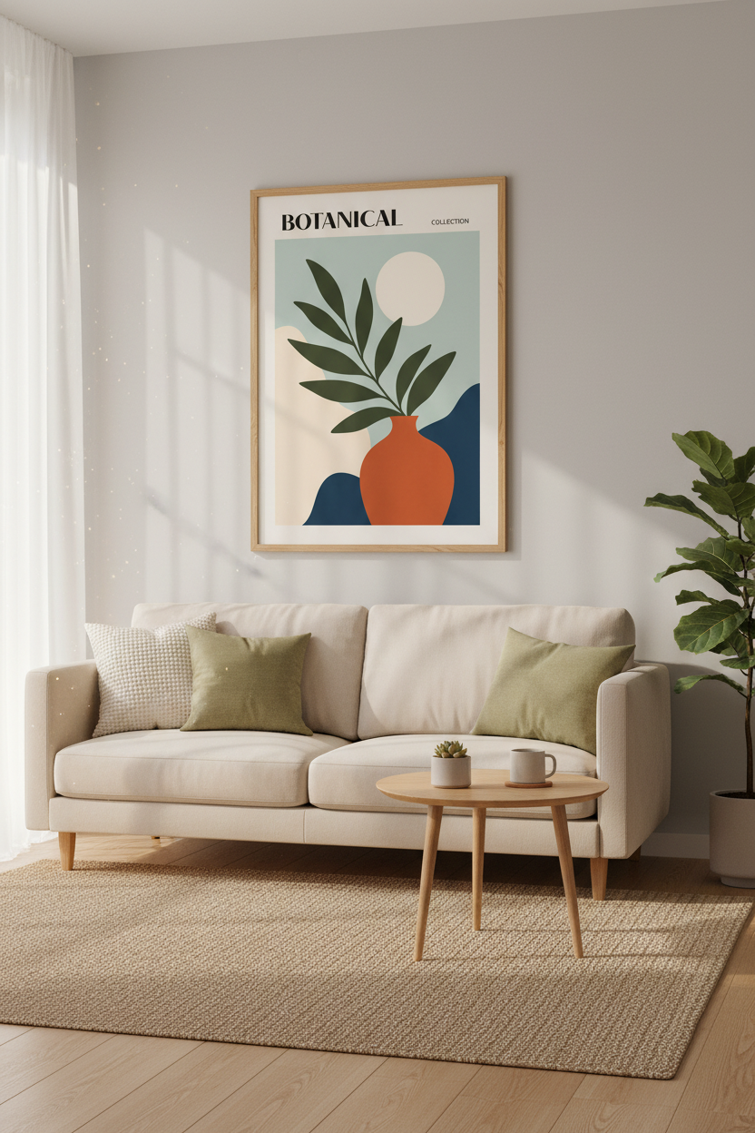 Botanical Wall Art Print | Abstract Vase Decor | Minimalist Poster