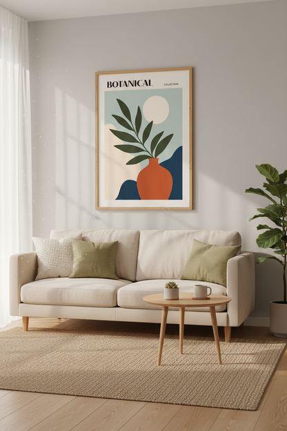 Botanical Wall Art Print | Abstract Vase Decor | Minimalist Poster