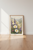 Wildflower Mountain Landscape | Watercolor Daisy & Lupine Art, Nature Decor