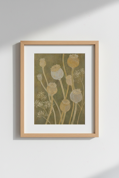 boho wall art print | earthy tones, botanical, muted | living room decor