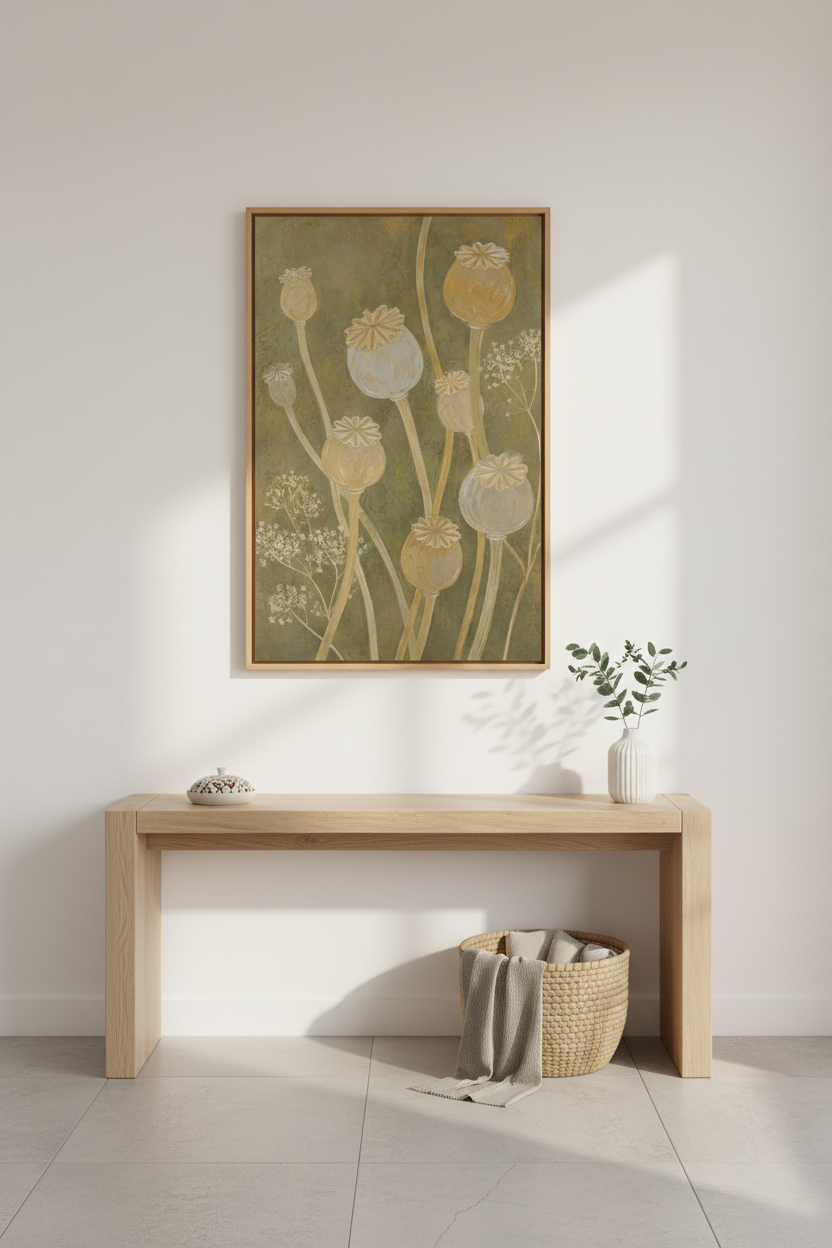 boho wall art print | earthy tones, botanical, muted | living room decor