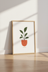 Minimalist Botanical Plant Wall Art | Boho Terracotta Green Poster, Modern Room Decor