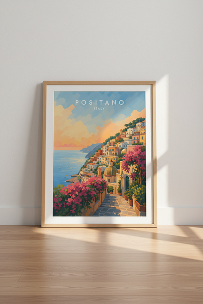 Positano Italy Wall Art Print | Amalfi Coast Poster | Impressionist Travel Decor