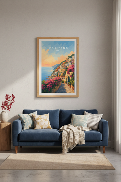 Positano Italy Wall Art Print | Amalfi Coast Poster | Impressionist Travel Decor