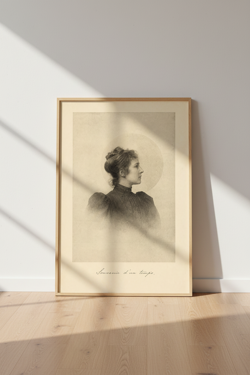 Victorian Woman Profile | Vintage Sepia Portrait Print, Home Office Gallery Wall
