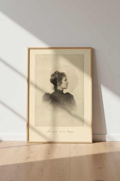 Victorian Woman Profile | Vintage Sepia Portrait Print, Home Office Gallery Wall