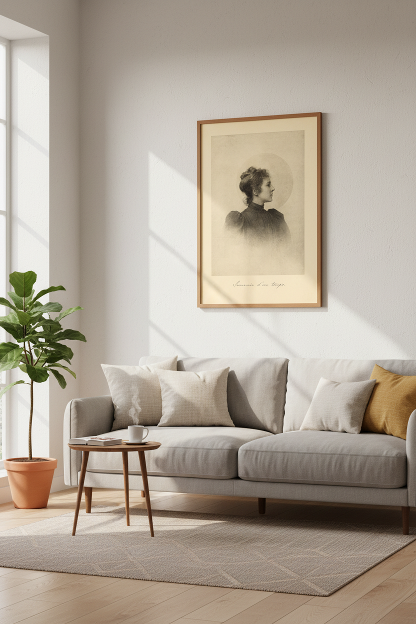 Victorian Woman Profile | Vintage Sepia Portrait Print, Home Office Gallery Wall